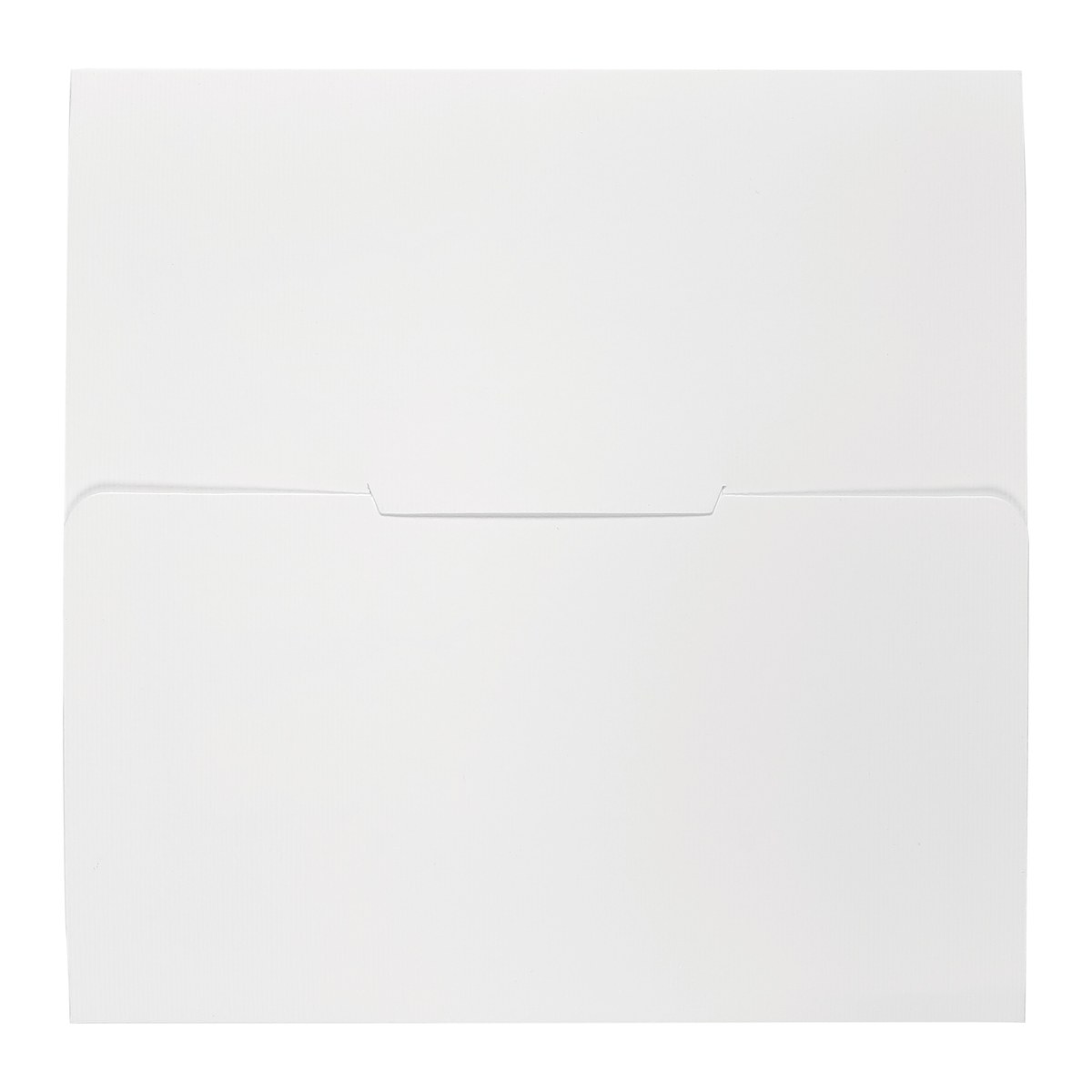 The back of a white scarf envelope, with its flap tucked closed